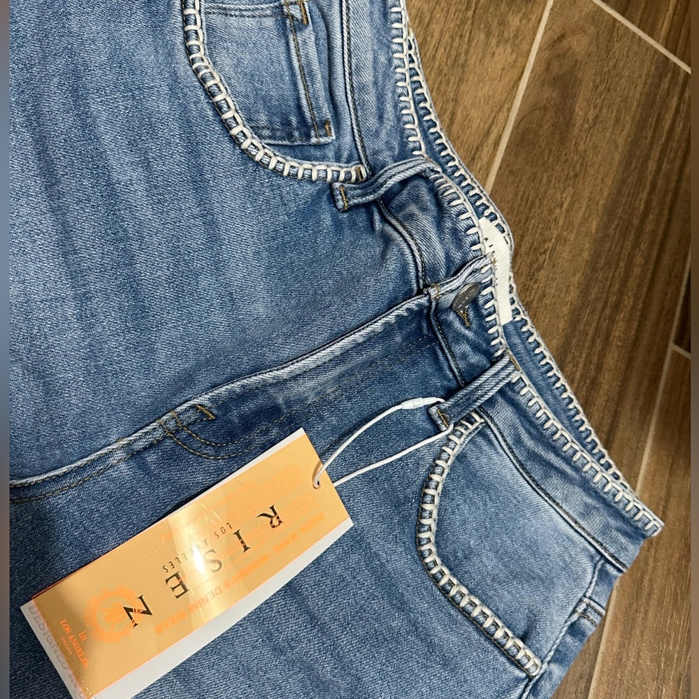 Women's Light Blue Whipstitch Trim Jeans